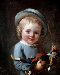 Le petit garcon au puppantin Anonymous pintura do século 18 Paris, Musee Cognacq Jay