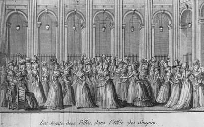 As trinta e duas meninas no corredor dos sipirs - em "Les filles du Palais Royal", frontispício, volume I, ed. Londres