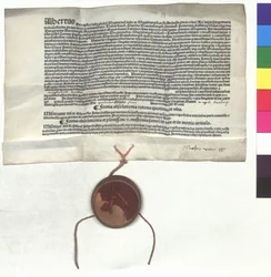 Carta de indulgência de Alberto de Brandenburgo (1490-1545), arcebispo de Mainz, sob a autoridade do Papa Leão X (João de Médicis)