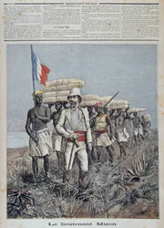O Tenente Mizon lidera uma coluna de exploração na África Central - no "Le petit journal" de 07/09/1892