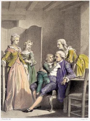 Luís XVI, Maria Antonieta e Luís XVII encerrados no templo