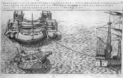 Máquina para o salvamento de navios no século XVI - ed. 1578