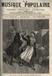 Marie Justine Benoite Duronceray, chamada Madame Favart, e Rochart (Rochard) no "Servante Maitresse" (Serva padrona) de Pergolese (Giovanni Battista Pergolesi) - gravura no ilustre jornal semanal "Música Popular" - 1882