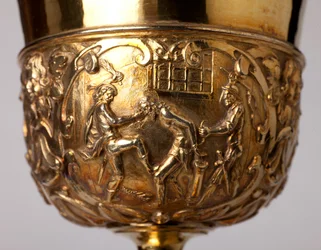 Metalomecânica. Cálice. Presente do cânone A. Le Vaillant de la Bassarderie, decano da catedral capítulo 1726 a 1758. Século XVIII. Detalhe.
