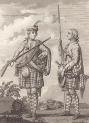 Oficial (esquerda) e sargento da 42ª Highlandersthe Black Watchc.1750 (gravura)