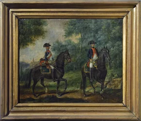 Oficial e soldado do regimento do Mestre de Campos em 1790, final do século XVIII (óleo sobre tela)