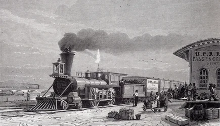 Estação de Omaha, ponto de partida da Ferrovia do Pacífico - em "Tour du monde".