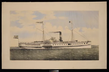 Paddle Steamer Gloria (litografia, colorida)