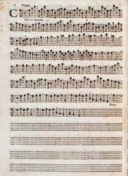 Página de partitura musical de "" Concerti a five, Op. 5 "" de Tomaso Albinoni