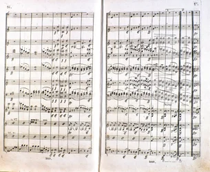 Página da primeira edição alemã da partitura da Sinfonia nº 1 em Dó maior do compositor alemão Ludwig van Beethoven (1770-1827) (1799-1800). Bonn