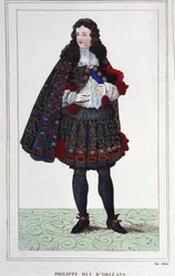 Philip II, Duque de Orléans, Chartres, Valois, Nemours e Montpensier (1674-1723). Regente da França de 1715 a 1723. Gravura a partir de 1830.