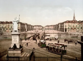 Piazza Vittorio Emanuele em Turim (Torino), Itália em 1890