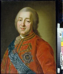 Retrato do general e conde Nikita Ivanovich Panin (1718-1783) (Retrato do general conde Nikita I. Panin). Pintura anónima, óleo sobre tela, segunda metade do século XVIII, classicismo. Museu Regional de Arte e História, Viazniki (Rússia)