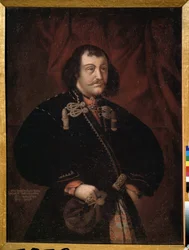 Retrato do servo palaciano Grigory Godunov. Pintura anónima. Óleo sobre tela