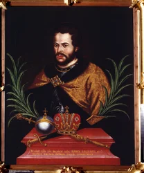 Retrato do czar Ivan V Alexeyevich (1666-1696) (Retrato do czar Ivan V Alexeyevich). Peinture anonyme. Huile sur toile