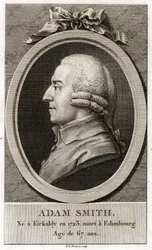 Retrato de Adam Smith (1723 - 1790), filósofo e economista escocês.
