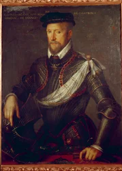 Retrato do Almirante Gaspard de Coligny (1519-1572) Pintura anônima. Paris do século XVI, Musee du Protestantisme