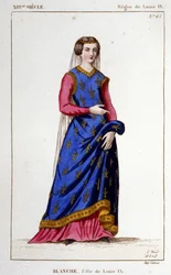 Retrato de Blanche (1252 - 1320), filha de Luís IX (São Luís), esposa de Alfonso X, rei de Castela. Gravura a partir de 1830.