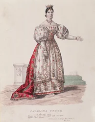 Retrato de Caroline Ungher (Unger) actuando em I Normanni a Parigi (gravura)