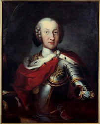 Retrato de Carlos Emmanuel III (1701-1773) Duque de Sabóia, Rei da Sardenha, Grão Mestre da pintura Anunciada Anónima. Paris do século XVIII, Museu da Legião de Honra