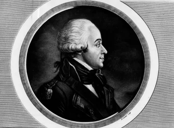 Retrato de Charles Francois Dumouriez (1739-1823), Ministro dos Negócios Estrangeiros. Gravura em "Colecção completa de pinturas históricas da revolução francesa, em três volumes". 1804.