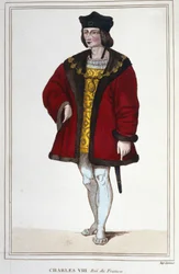 Retrato de Carlos VIII (1470 - 1498), gravura do Rei de França a partir de 1830
