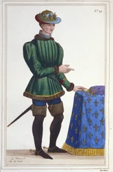 Retrato de Carlos VII (1403 - 1461), gravura do Rei de França de 1830
