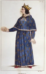 Retrato de Charles V the Sage (1338 - 1380).gravura de 1830