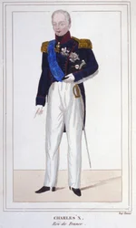 Retrato de Carlos X, Rei de França (1757 - 1836) gravura de 1830
