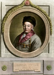 Retrato de Christian Frege (1715-1781) Matemático e filósofo alemão Gravura do século XVIII Coleção particular