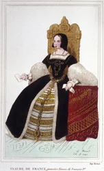 Retrato de Claude de France (1499 - 1524) esposa de François 1ª, Gravura do Rei de França de 1830