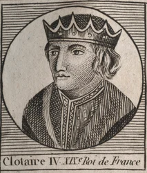Retrato de Clothaire (Clothaire) IV (ca. 685-719), Rei dos Francos da Austrália de 717 a 719 - Chlothar IV (ou Clotar) rei dos Francos - gravura de "Instruction sur l