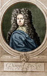 Retrato de Daniel de Foe ou Defoe (1660 - 1731), escritor e jornalista inglês, autor do romance "Robinson Crusoé".