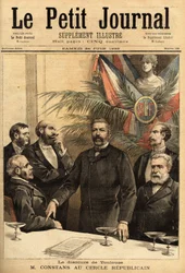 Retrato de Ernest Constans (1833-1913) no Círculo Republicano, professor de direito e depois político, foi ministro do interior várias vezes e primeiro governador da Indochina, sob o protetorado francês. Gravura no "Le petit journal" 24/06/1