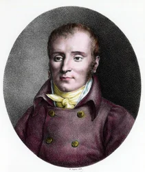 Retrato de François Xavier Bichat (1771 - 1802), médico francês. Gravura do século XVIII. Coleção particular.