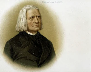 Retrato de Franz Liszt. Cromolitografia do século XIX.