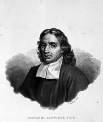 Retrato de Giambattista Vico (1668-1744), historiador, jurista e filósofo italiano. Também chamado Giovanni, Gian Battista, Jean Baptiste ou Jean-Baptiste. Gravura do século XIX