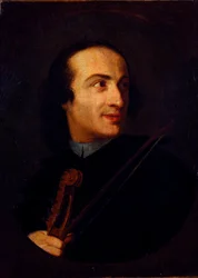 Retrato de Giuseppe Tartini (1692 - 1770), violinista e compositor italiano Anonymous painting. Milão do século XVIII, museo del castello
