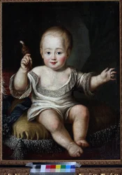 Retrato do Grão-Duque Alexander Pavlovich da Rússia (1777-1825) como Bebê, Anônimo. Óleo sobre tela, Final da década de 1770