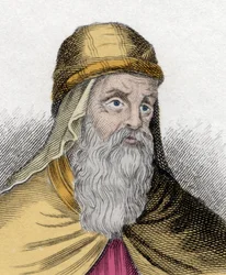 Retrato de Gregório de Nazianzo (Naziance), conhecido como o Jovem ou Gregório, o Teólogo (329-390), teólogo e doutor da Igreja. Gravura do século XIX.