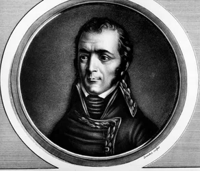 Retrato de Guillaume Marie-Anne Brune (1763-1815), marechal da França. Gravura em "Coleção completa de pinturas históricas da revolução francesa, em três volumes". 1804.