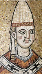 Retrato de Inocente III (1160 - 1216). Mosaico conservado no Museu de Roma. Anteriormente esteve na antiga Igreja de São Pedro. Museu de Roma.