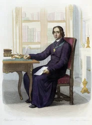 Retrato de Jean Baptiste (Jean-Baptiste) Massillon, predador francês (1663-1742) - em "Le Plutarque Francais", ed. Mennechet