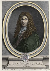Retrato de Jean Baptiste Lully (Giovanni Battista Lulli) (1632-1687), compositor francês de origem italiana. Gravura do século XIX.