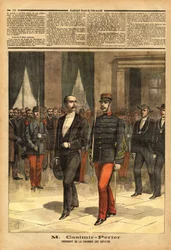 Retrato de Jean Casimir-Perrier (Casimir Perrier, Casimir Perrier, Casimir-Perrier) (1847-1907), novo presidente da Câmara de Deputados. Gravura em "Le petit journal" 28/01/1893. Coleção da Selva.