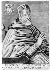 Retrato de Leão XI (Alexandre de Médicis) (1535 - 1605).