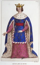 Retrato de Luís X o Hutin (1289 - 1316), gravura do Rei de França de 1830