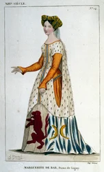 Retrato de Marguerite de Bar, Senhora de Ligny (c. 1223 - 1275), gravada a partir de 1830.