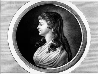 Retrato de Marie-Jeanne Phelippon, esposa de Roland de La Platiere dit "Madame Roland" (1754-1793). Gravura em "Coleção completa de pinturas históricas da revolução francesa, em três volumes". 1804.