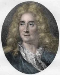 Retrato de Michel Boyron (Michel Baron), actor e dramaturgo inglês (1653-1729) - gravura
